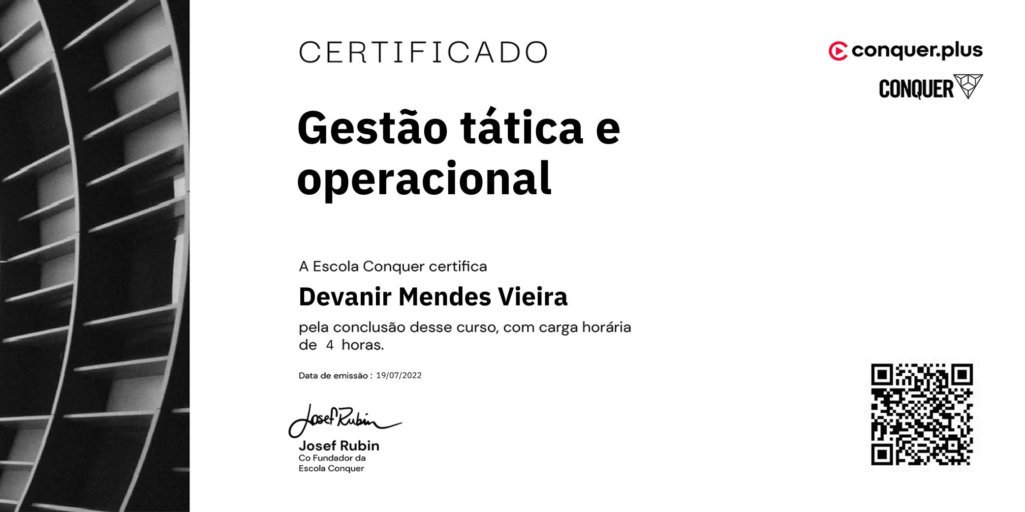 Certificado de Gestão tática e operacional